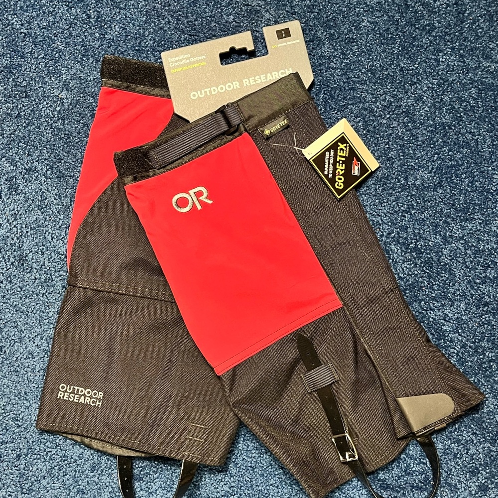 Outdoor Research Red and Black Gaiters